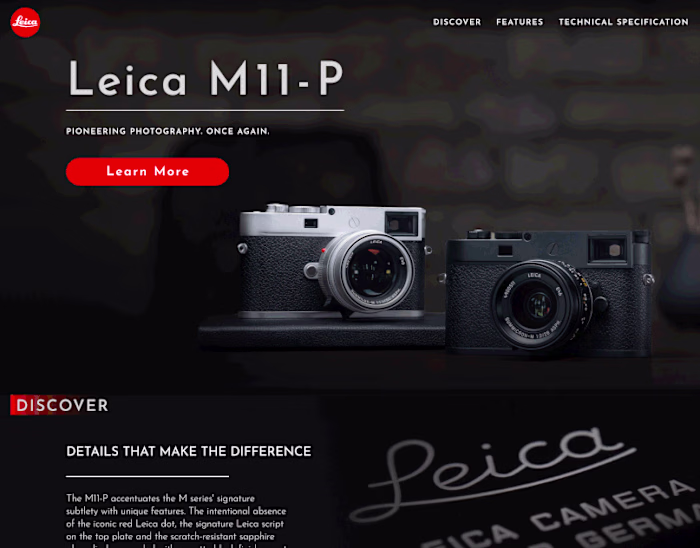 Landing page for Leica M11 - P 