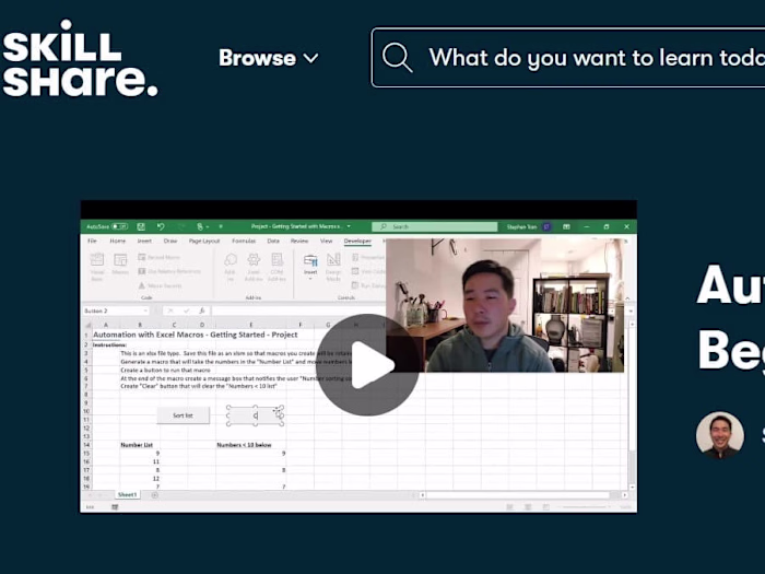 Skillshare Class "Automation with Excel Macros / Excel VBA"
