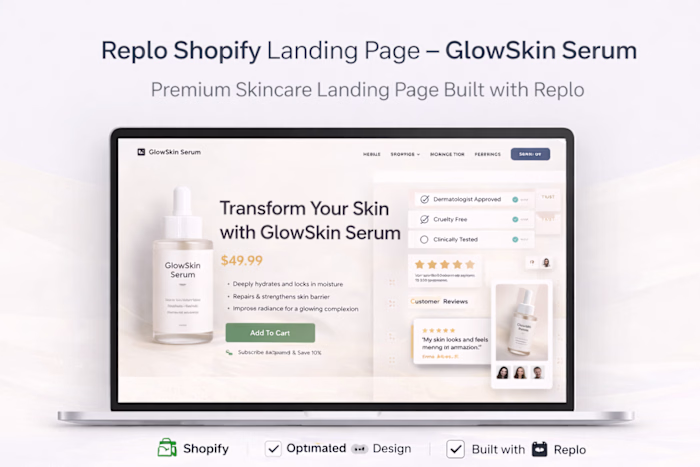 Shopify Skincare Landing Page Built with Replo – GlowSkin