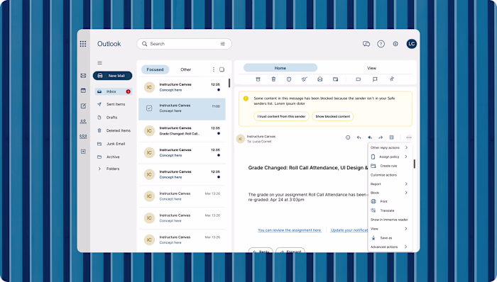 Outlook UI Redesign for Enhanced Usability