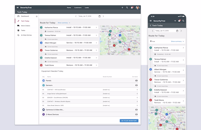 SecurityTrax UX Design for Technician Management