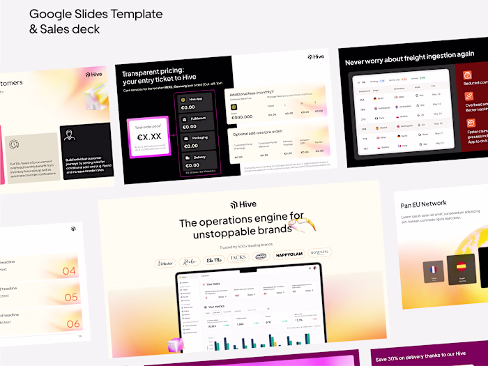 Google Slides template and Sales deck design for Hive