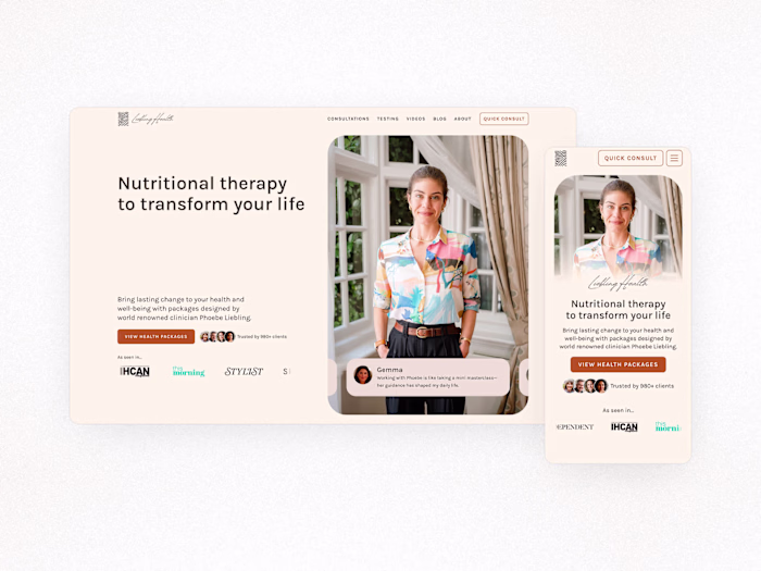 Webflow Website for Nutritional Therapist Rebrand