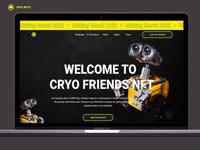 Cryo Bot Friends NFT Website Design