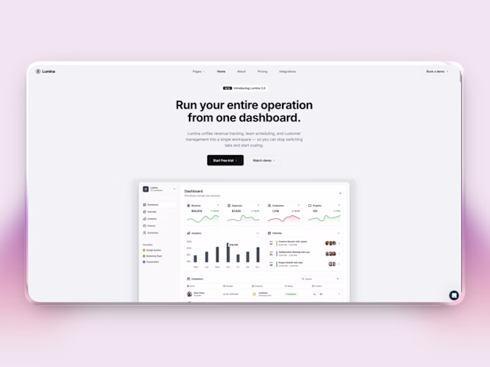 Lumina 3.0 — 14-Page SaaS Template