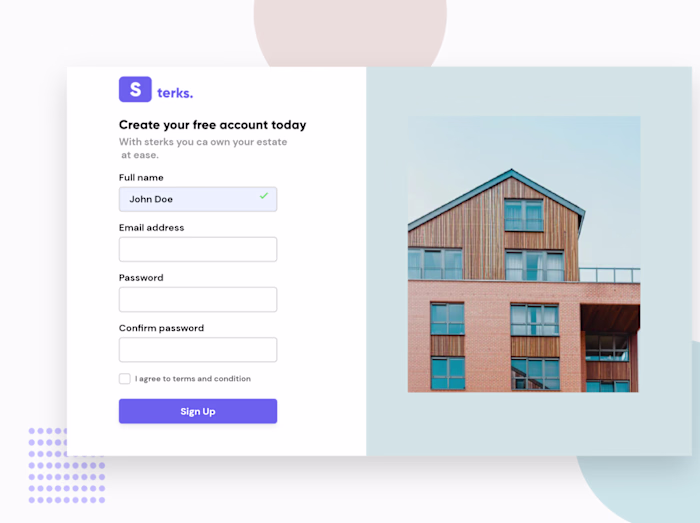 Sign up page design web