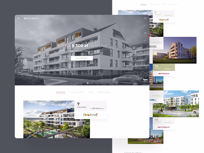 Unimplemented website concept for real estate developer