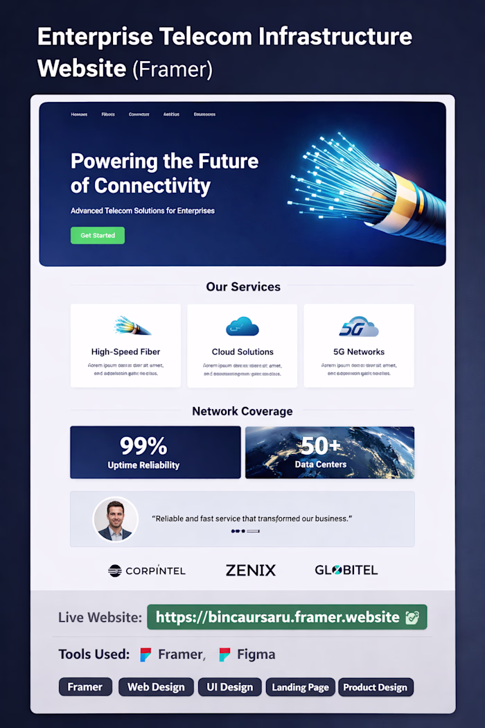 Enterprise telecom website concept designed