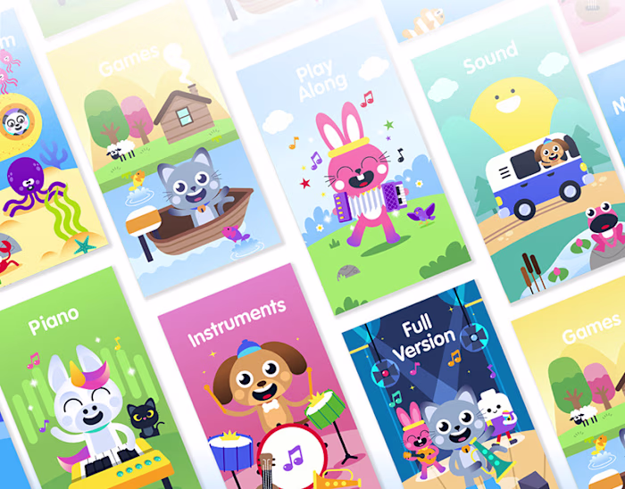 Music Games for Kids - Mobile Game Illustration & UI Design