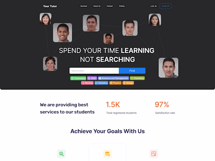 YourTutor SAAS landing page design