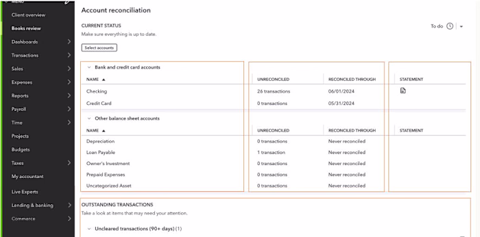 Reconciling nonbank accounts