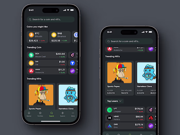 Redesign crypto search page