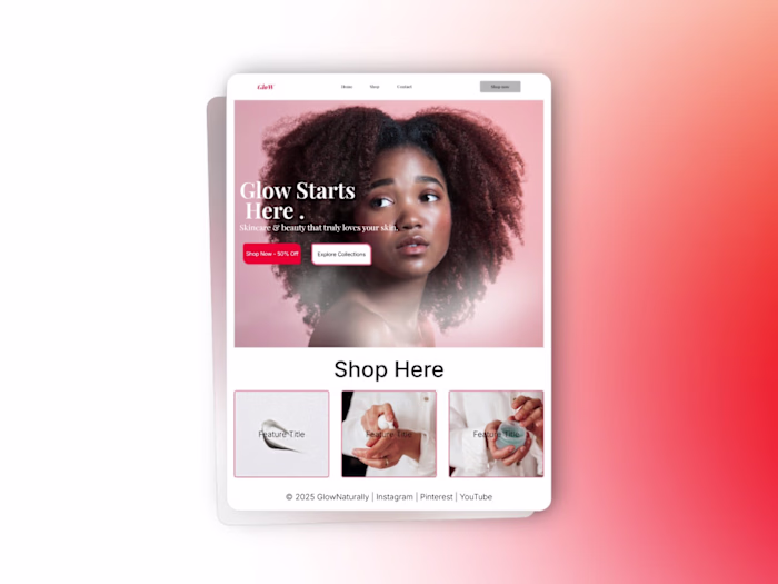 Skincare landing page design 