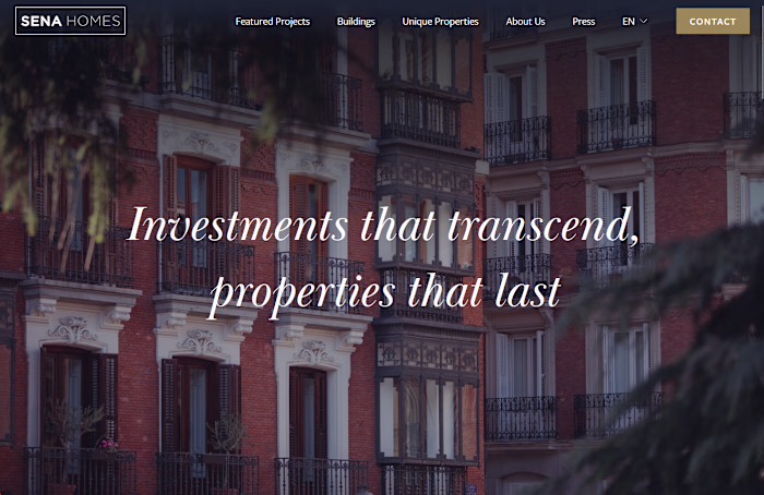 Real Estate Company Website Design for Sena Homes