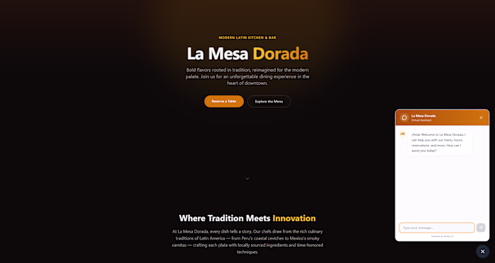 AI-powered restaurant website with a