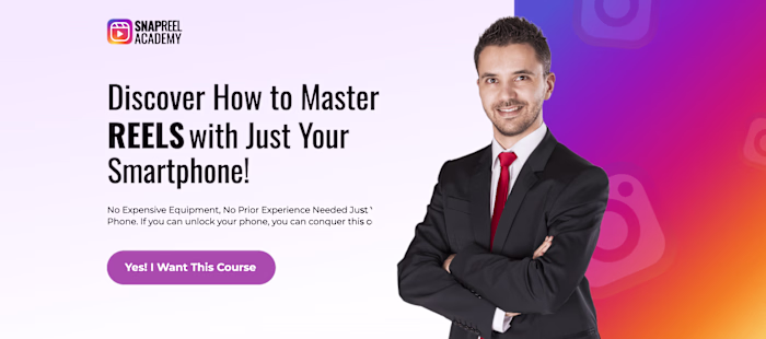 SnapReel Academy Course Landing Page Design