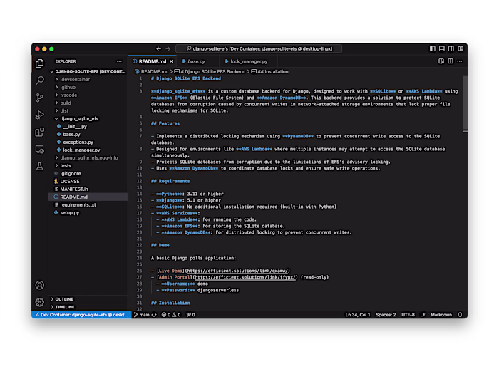 Django SQLite EFS Backend (AWS, Python, Django)
