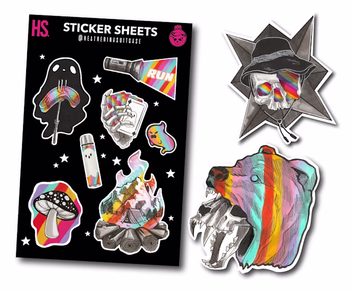 Rainbow Camping Stickers