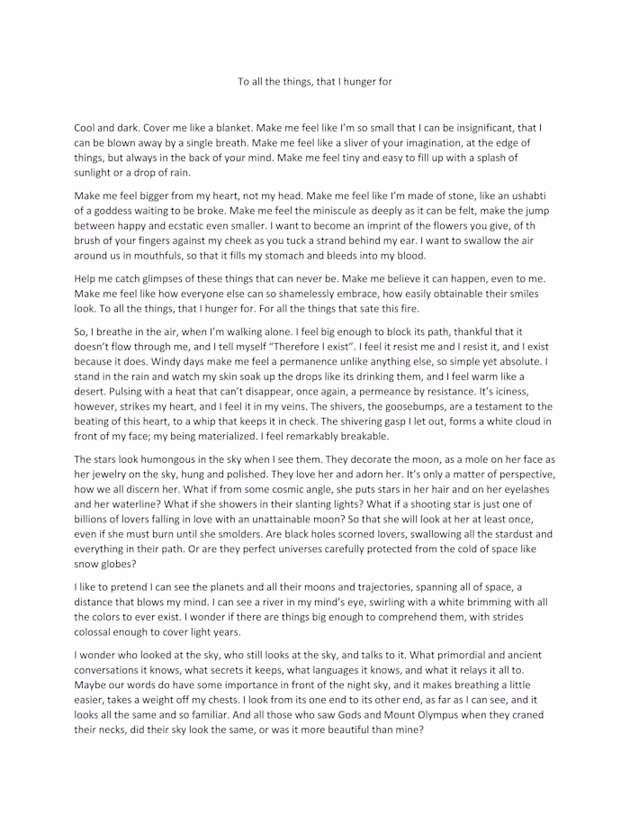 To All The Things, I Hunger For