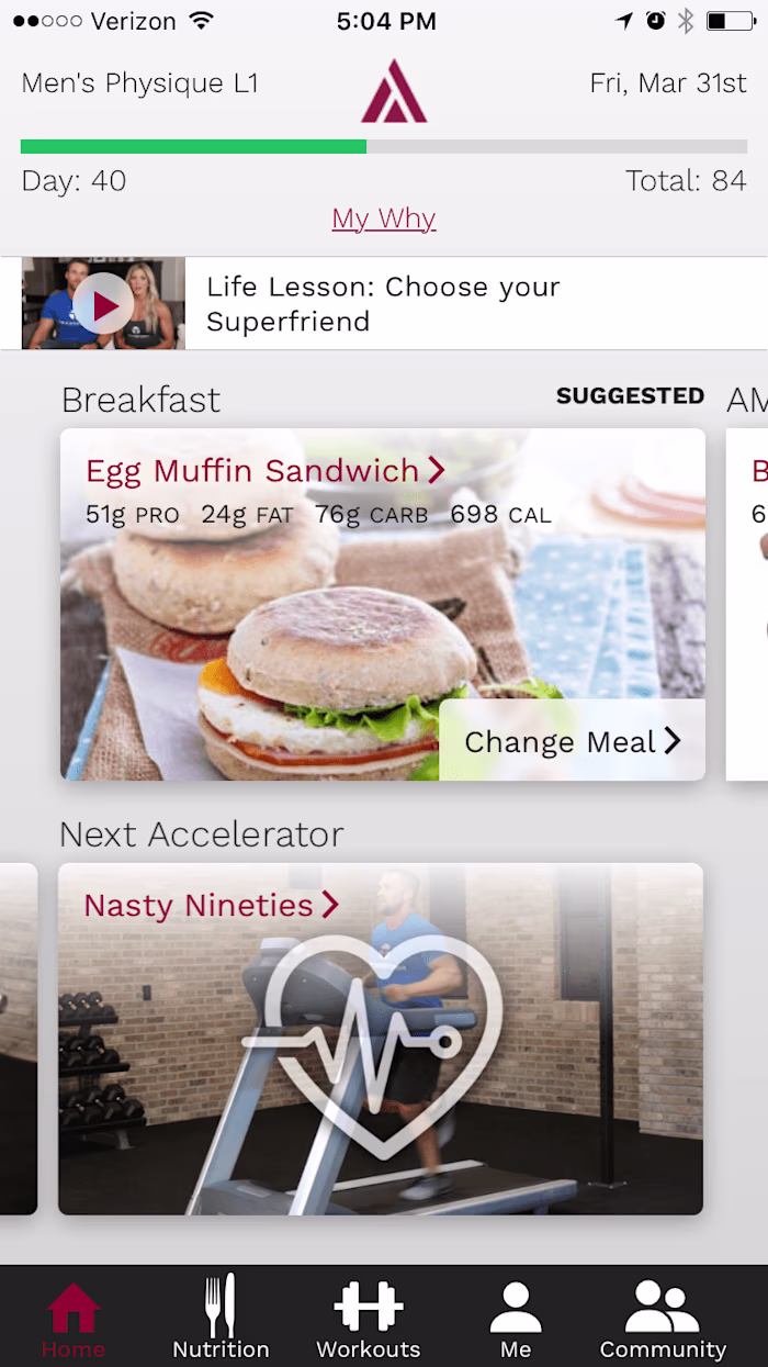 Transform fitness mobile app
