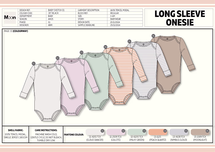Baby Long Sleeve Onesie Tech Pack: Behance