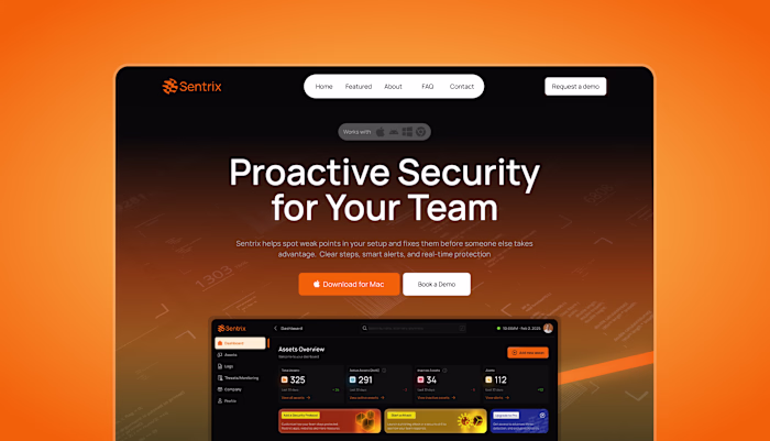 Sentrix Cybersecurity Website Design and Framer Development