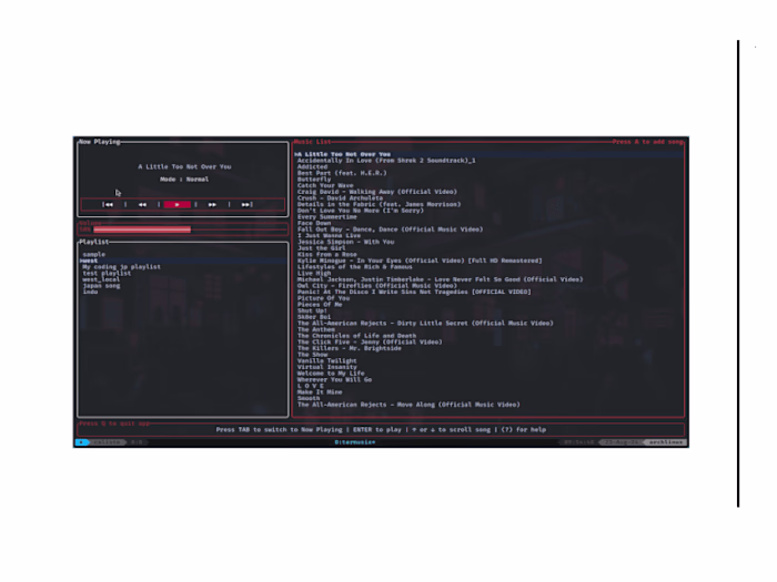 Termusix: Terminal Desktop Music Player