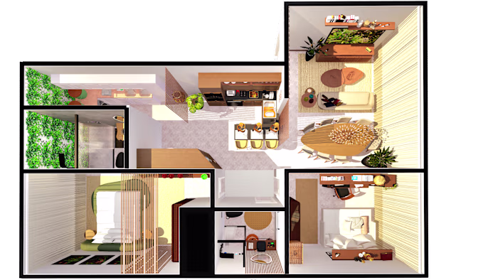 Modern Apartment 3D Floor Plan Project Goal: To create a pho...