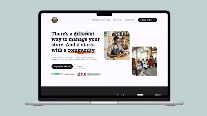 Landing Page for the largest free community of retailers