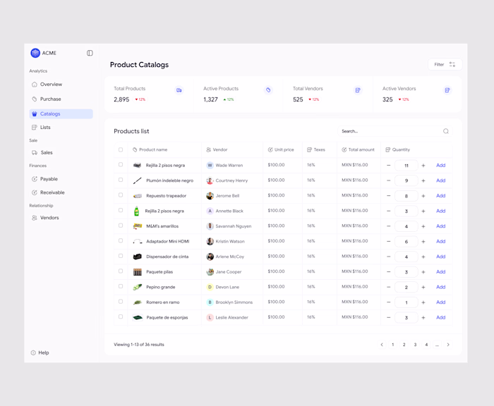 Saas Product Catalog & Inventory Dashboard Streamlining ware...