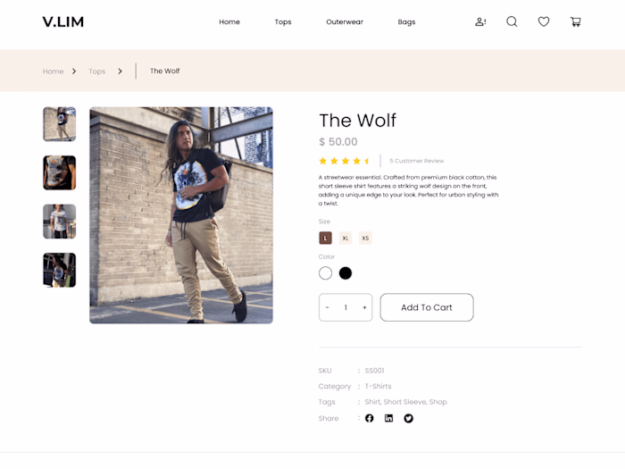 👕 V.LIM (E-Commerce Squarespace Website Design)