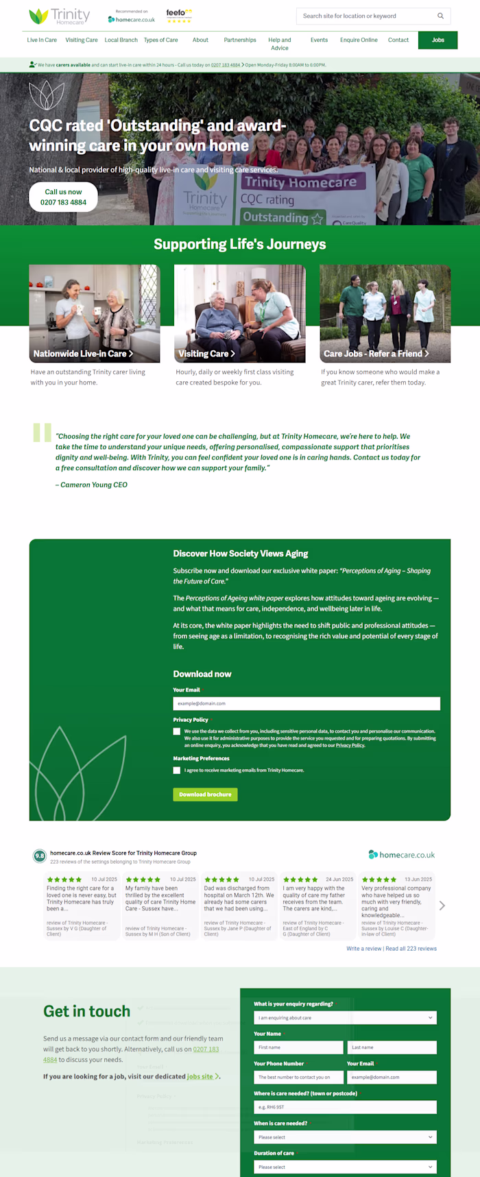 Trinity Home Care website