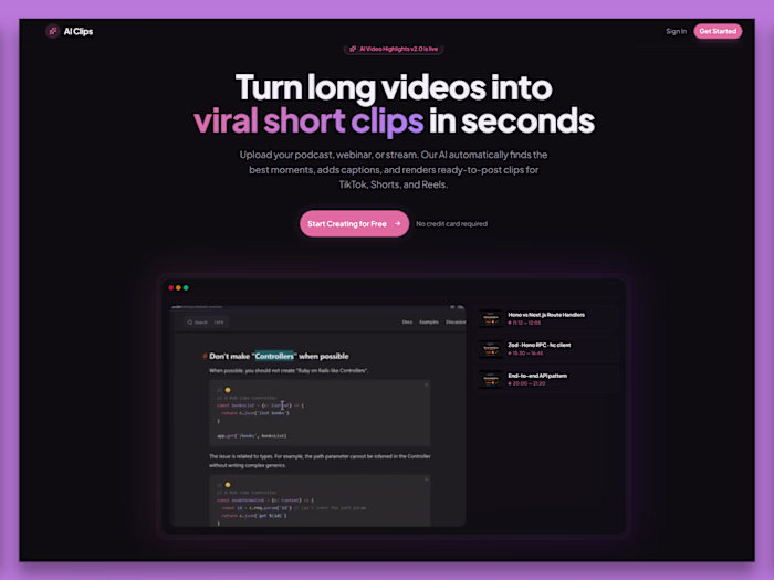 AI Video Highlights: Clips, Captions, and AI Chat