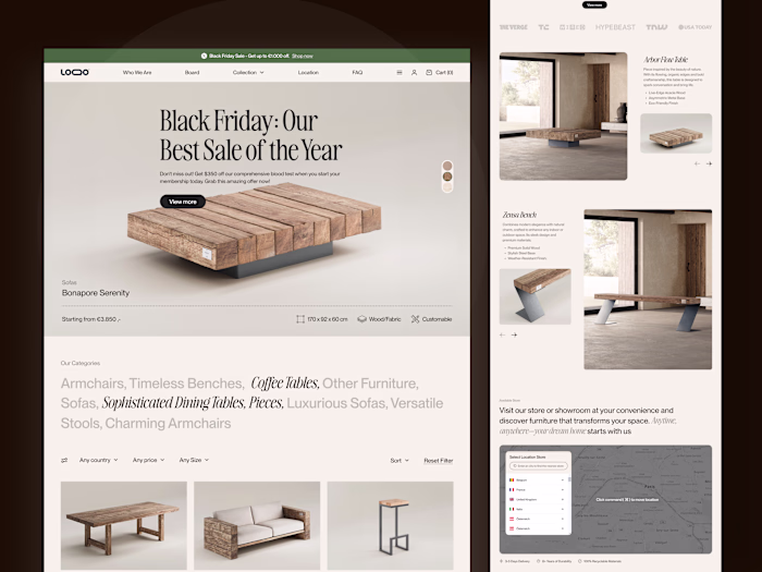 Bench - Ecommerce Furniture Website