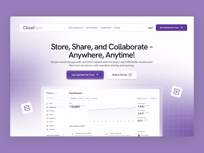 Cloud Sync - Cloud Storage Website Design