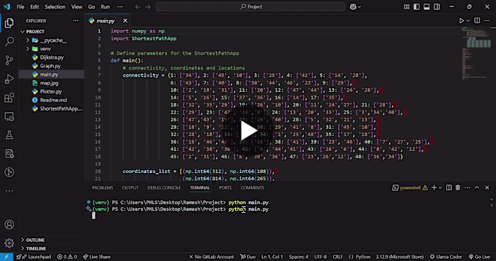 Shortest Path Finder for University of Karachi
