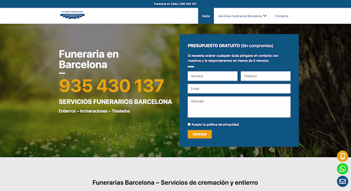 Interfunerarias Landing Pages