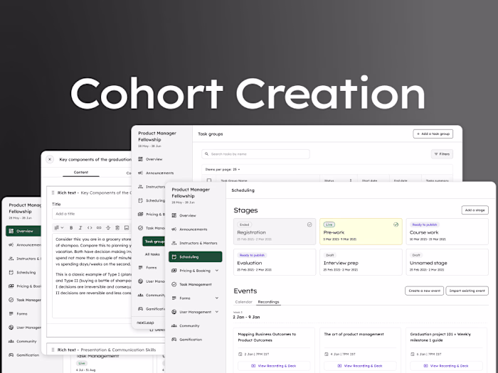 Creating and optimising cohort creation for NextLeap