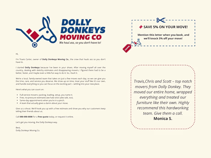 Dolly Donkeys Marketing Letter Project