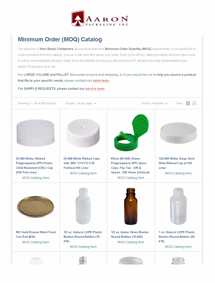 MOQ Catalog price control