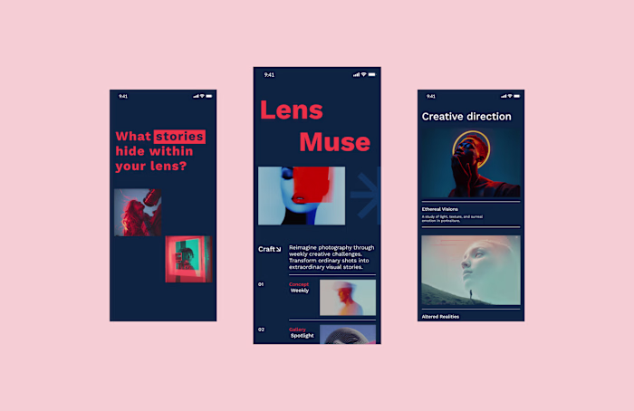 Lens Muse | Creative Photography App Design | UI/UX