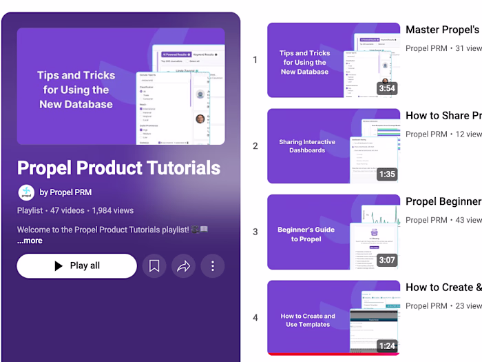Propel Product Tutorials