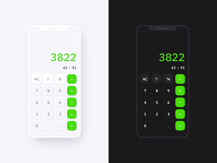 Calculator Concept – Light & Dark Modes