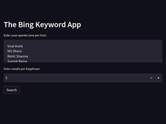  Streamlit Bing Search to S3 App 