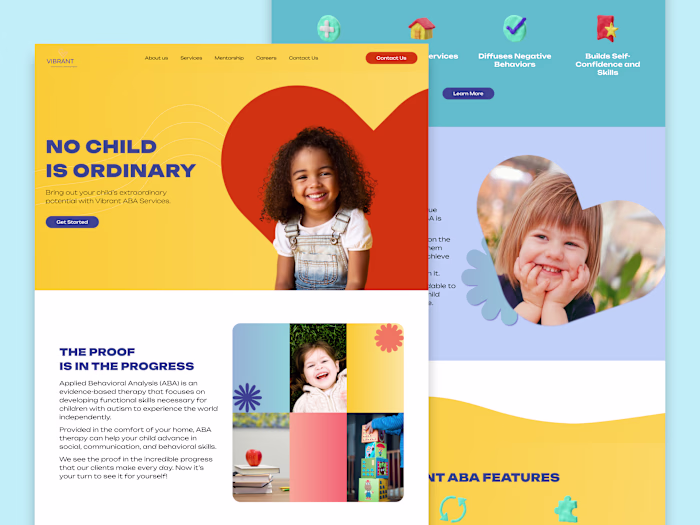 Website Design Concept for Autism Care Child Centered 