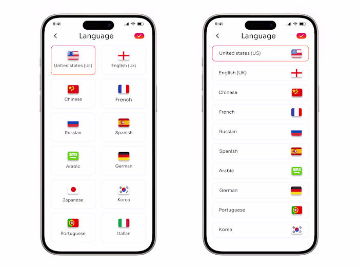Language Selection UI