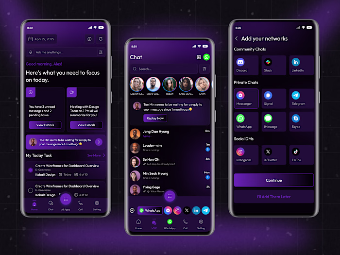 Social Media Communication Mobile App Design Concept
