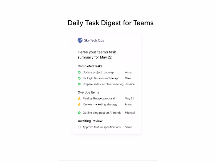 SkyTech Ops – Automated Task Summary via Email & Slack