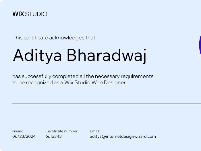 Wix Studio Designer Certification