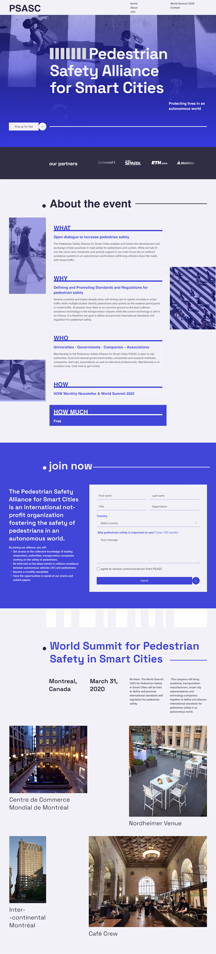 Event website for a EU pedestrian org